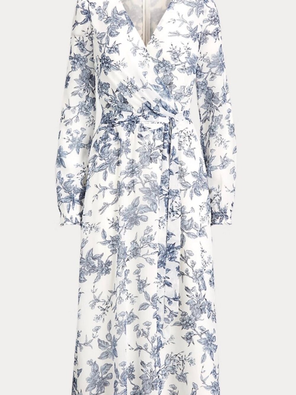 Lauren Ralph Lauren Blue Floral Georgette Dress w/ Attached Belt — Size 2